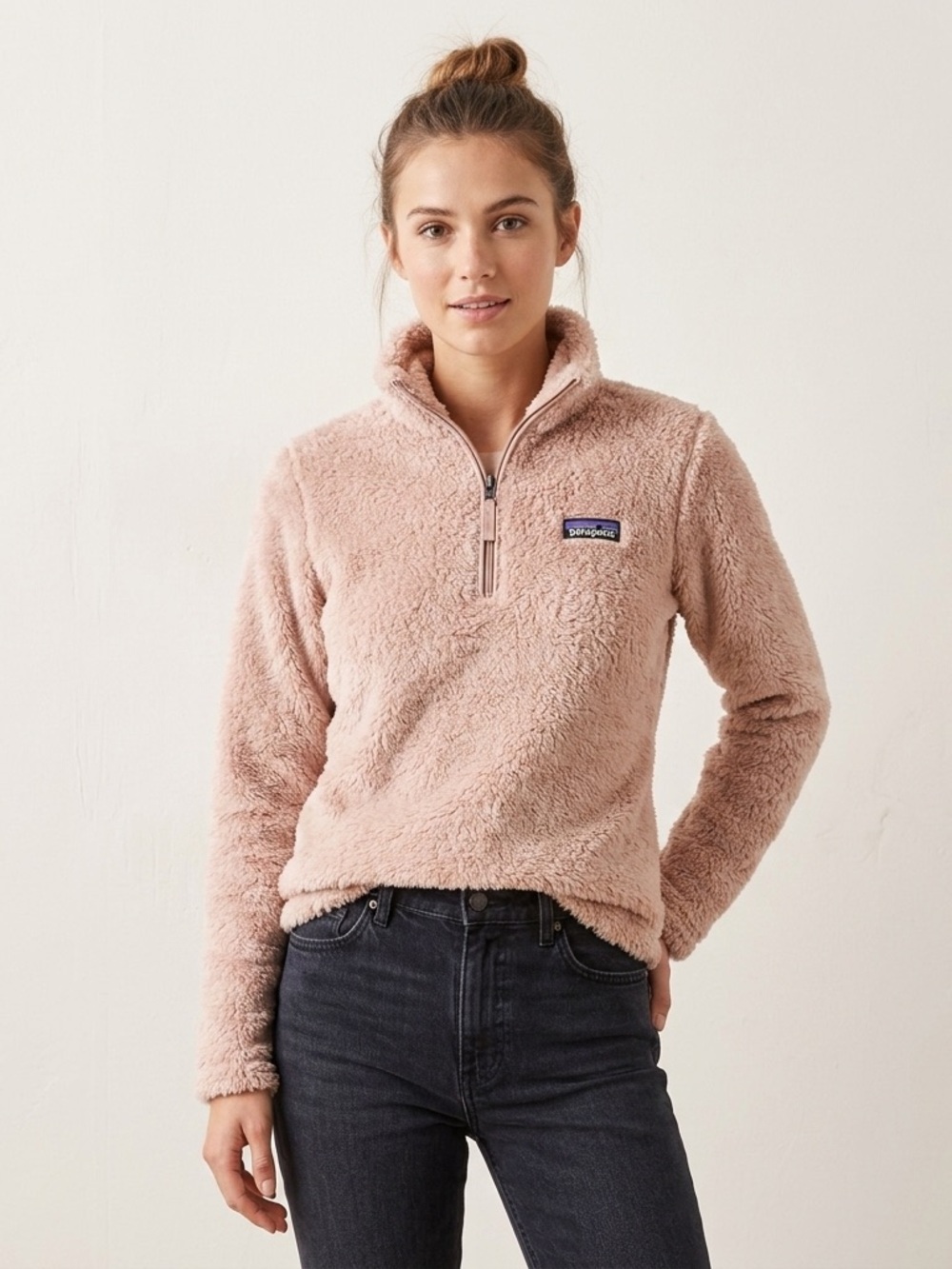 Patagonia Los Gatos 1/4 Zip Fleece Pullover Pink Teddy Sherpa Women’s Small